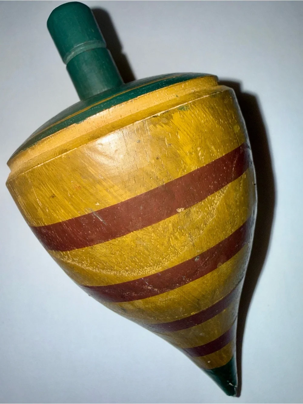 Antique Folk Art Painted Spinning Top Toy Wooden Top Hand Painted Collectible